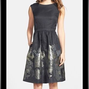 Cynthia Steffe Metallic Floral Fit & Flare Dress